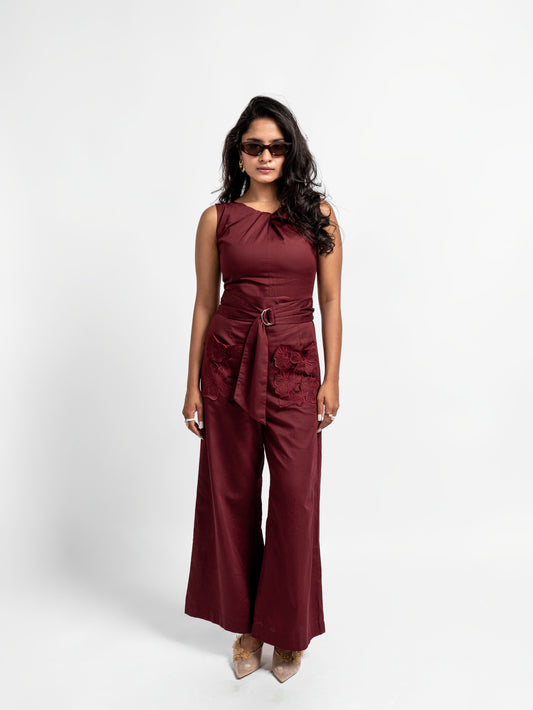 Jumpsuit with Knot Detail on Neck