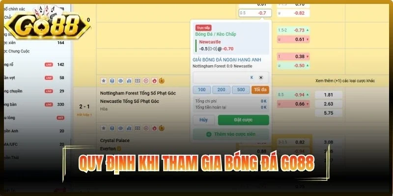Quy định khi tham gia bóng đá Go88